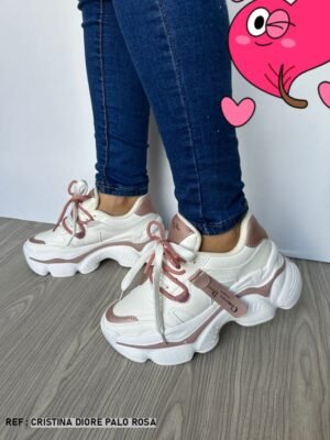 Tenis chunky Cristina Dior palo de rosa- suela alta