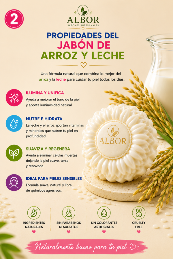 JABÓN VEGETAL DE ARROZ Y LECHE